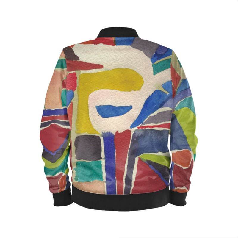 Back view of the exclusive SIGNATURE JACKET by LUTTZ, featuring vibrant artistic design for a luxurious statement.