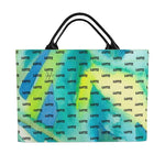 Colorful luxury beach bag from LUTTZ, featuring Mediterranean fabric design, inspired by the south of France.