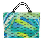 Colorful luxury beach bag from LUTTZ, featuring unique Mediterranean fabric design, inspired by the south of France.
