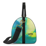 Luxury leather bag with abstract Mediterranean design by LUTTZ, perfect for travel and unique style.