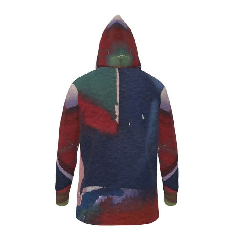 Back view of DEEP OCEAN hoodie by LUTTZ, featuring a colorful abstract design, unisex fit, and relaxed style.