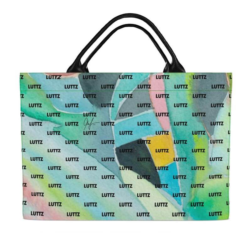 Colorful BIG bag from the UNIQUA series by LUTTZ, featuring a Mediterranean design, perfect for beach outings.
