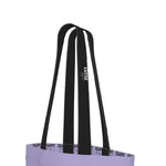 LUTTZ lavender tote bag straps showcasing elegant design, unique fabric, and luxury minimalist style, inspired by the Mediterranean.
