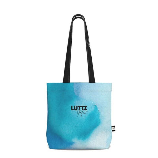 BREEZE tote bag by LUTTZ, 100% cotton denim with unique water-color design, perfect for daily use.