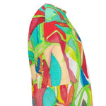 Oversize T-shirt by LUTTZ featuring an abstract, colorful design, resembling a unique art object and luxurious artwork.