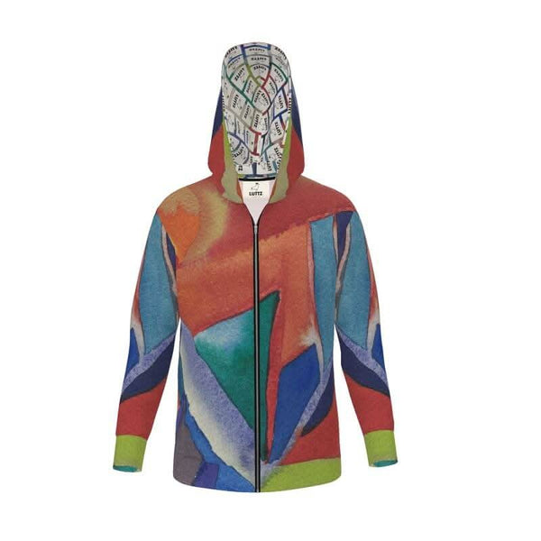 Colorful unisex hoodie by LUTTZ featuring a unique design and relaxed fit, ideal for streetwear enthusiasts.