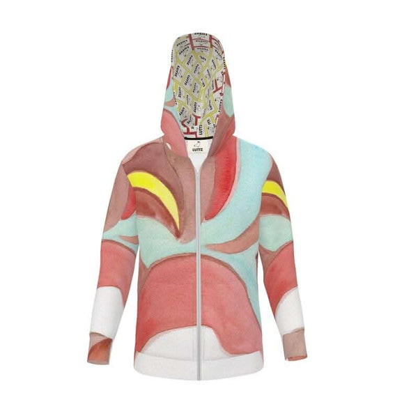 Colorful unisex hoodie by LUTTZ, featuring a unique design and relaxed fit, ideal for streetwear enthusiasts.