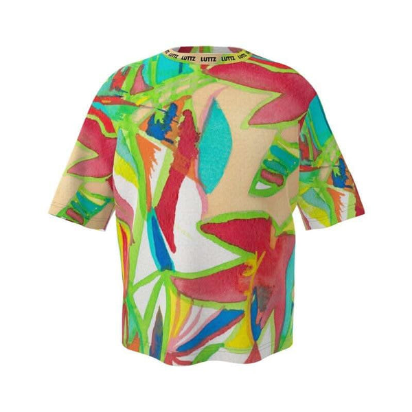 Oversize T-shirt by LUTTZ featuring an abstract painting design, a unique luxury art object for stylish wardrobes.