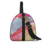 Luxury leather bag from LUTTZ with abstract painting design, handcrafted and unique art object for travelers.