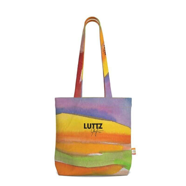 Luxury daily tote bag from LUTTZ with unique abstract painting design, inspired by Mediterranean style from Marseille.