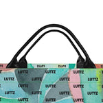 Colorful BIG bag from LUTTZ's UNIQUA series with leather handle, inspired by Mediterranean design and art.