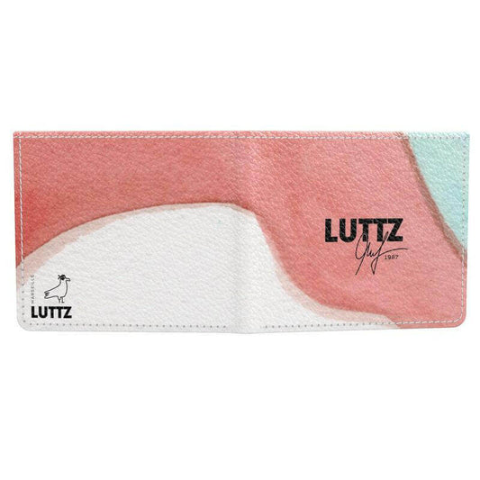 LUTTZ designer wallet featuring an abstract watercolor design in pastel colors for stylish and practical money storage.