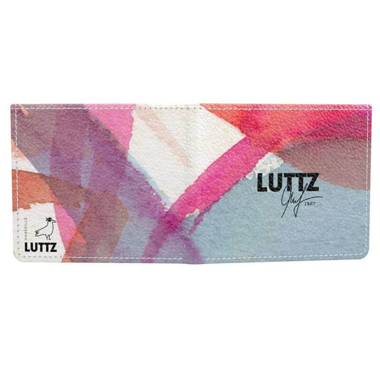 PRIMAVERA Luttz designer wallet featuring a colorful, abstract watercolor pattern for stylish money storage.