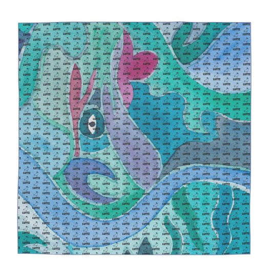 Contemporary silk scarf by LUTTZ, featuring a unique Mediterranean fabric design inspired by the south of France.