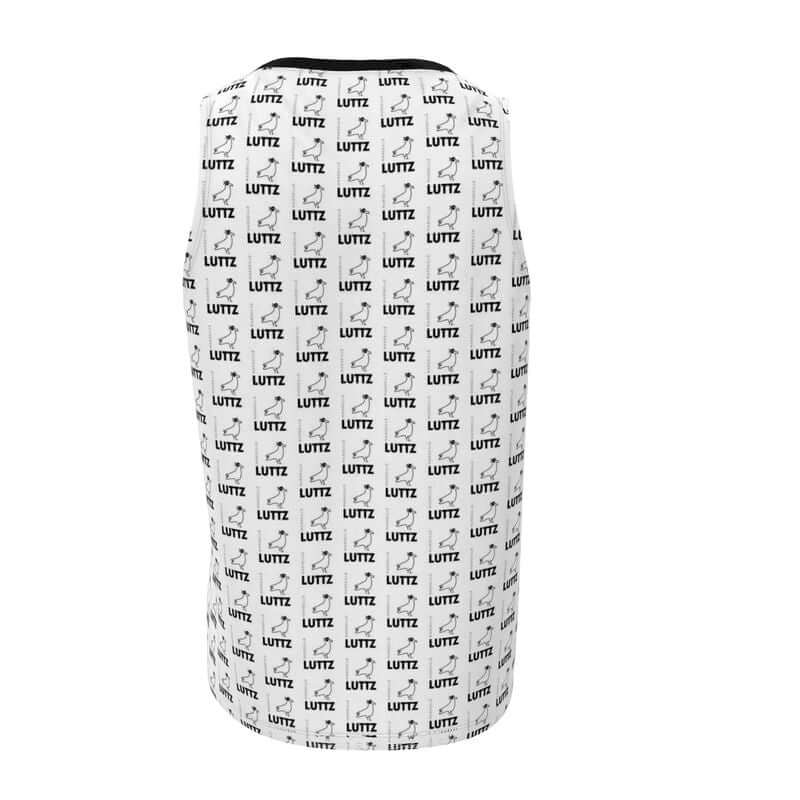 Black and white sleeveless tank top by LUTTZ with unique designer print, an elegant and minimalistic piece inspired by Marseille.