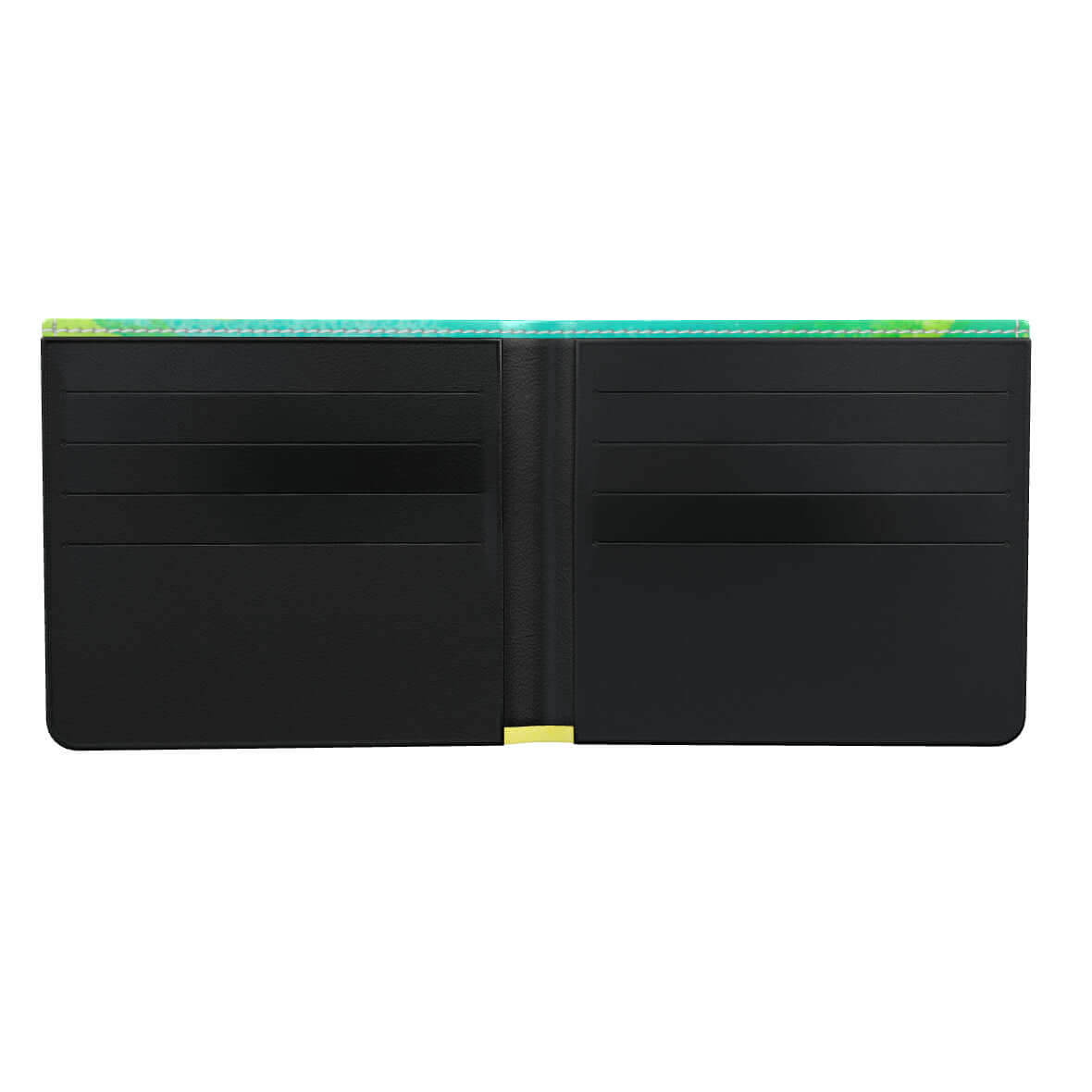 Interior view of the LUTTZ DESIGNER WALLET showing multiple slots for cards and sleek black design.