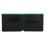 Interior view of the LUTTZ DESIGNER WALLET showing multiple slots for cards and sleek black design.