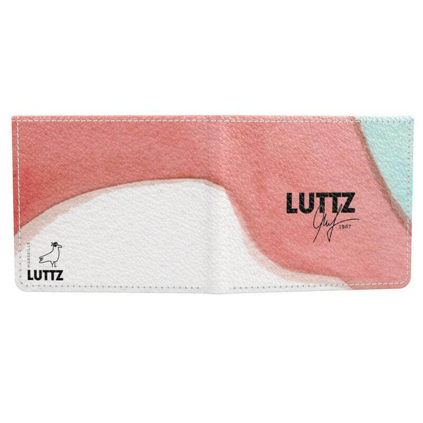 LUTTZ designer wallet featuring an abstract watercolor design in pastel colors for stylish and practical money storage.