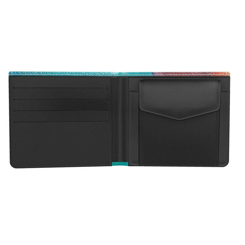 Inside view of the STROMBOLI Lutz Designer Wallet showing card slots and a pocket, showcasing practical design and high quality.