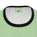 Close-up of OLIVE sleeveless tank top by LUTTZ, featuring black round collar and unique fabric design, inspired by Mediterranean elegance.