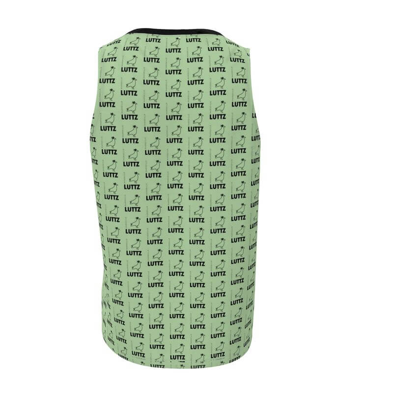 Luxury sleeveless tank top from LUTTZ, featuring a unique green abstract design, inspired by the south of France.
