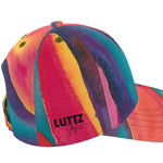 Luxury designer baseball cap by LUTTZ, featuring a unique Mediterranean-inspired abstract painting design.
