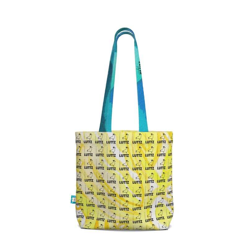 Luxury Lutz daily tote bag with unique yellow design, inspired by Mediterranean fabric from Marseille, perfect for everyday use.
