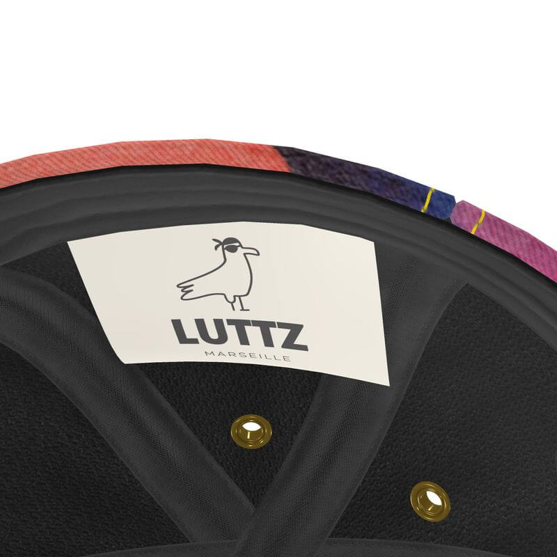 LUTTZ Marseille logo inside a unique handcrafted baseball cap with Mediterranean fabric design, part of Urban Trendsetter series.