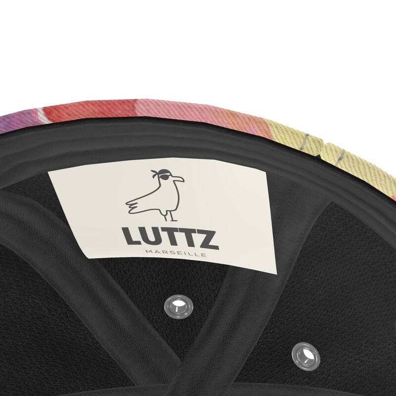 Interior view of LUTTZ luxury baseball cap showcasing exclusive Mediterranean fabric design from Marseille.