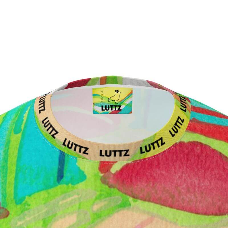 Luxury OVERSIZE T-SHIRT by LUTTZ featuring unique abstract painting design, an exceptional art object for stylish wardrobes.