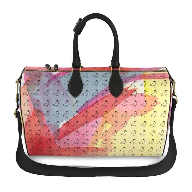 Unique luxury leather bag from LUTTZ with abstract painting design, perfect for travel and shopping.