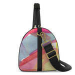 Luxury PRIMAVERA SMALL leather bag, unique art-inspired design with abstract painting in Mediterranean colors.
