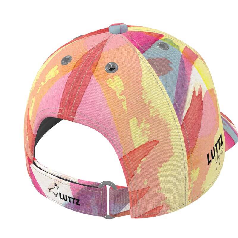 Unique designer baseball cap by LUTTZ, featuring Mediterranean fabric design inspired by the South of France.