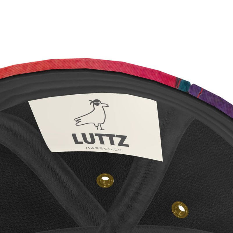 Unique LUTTZ baseball cap interior with colorful Mediterranean fabric design, luxury brand from Marseille.