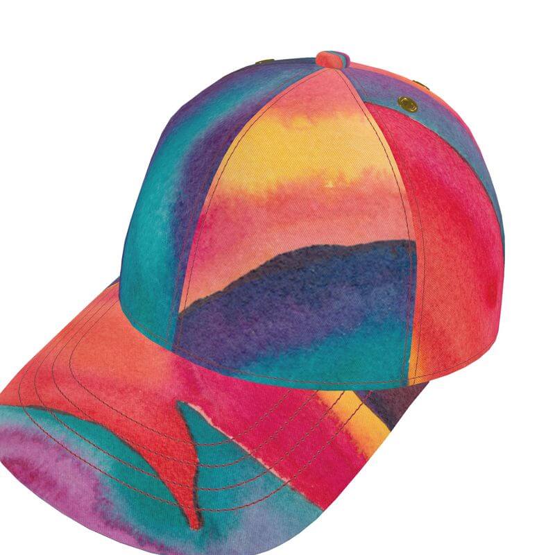 Colorful, unique baseball cap from LUTTZ, inspired by Mediterranean design, a luxury piece like an abstract painting.