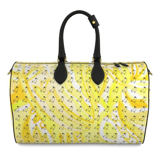 Luxury SUNSHINE LARGE leather bag with abstract design, crafted from fine Nappa leather, a unique art object for travel.