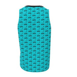 Turquoise energy tank top from LUTTZ, featuring unique fabric design, minimalist style, and exclusive branding from Marseille.