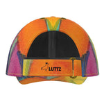 Unique LUTTZ baseball cap showcasing vibrant Mediterranean fabric design, inspired by the south of France.