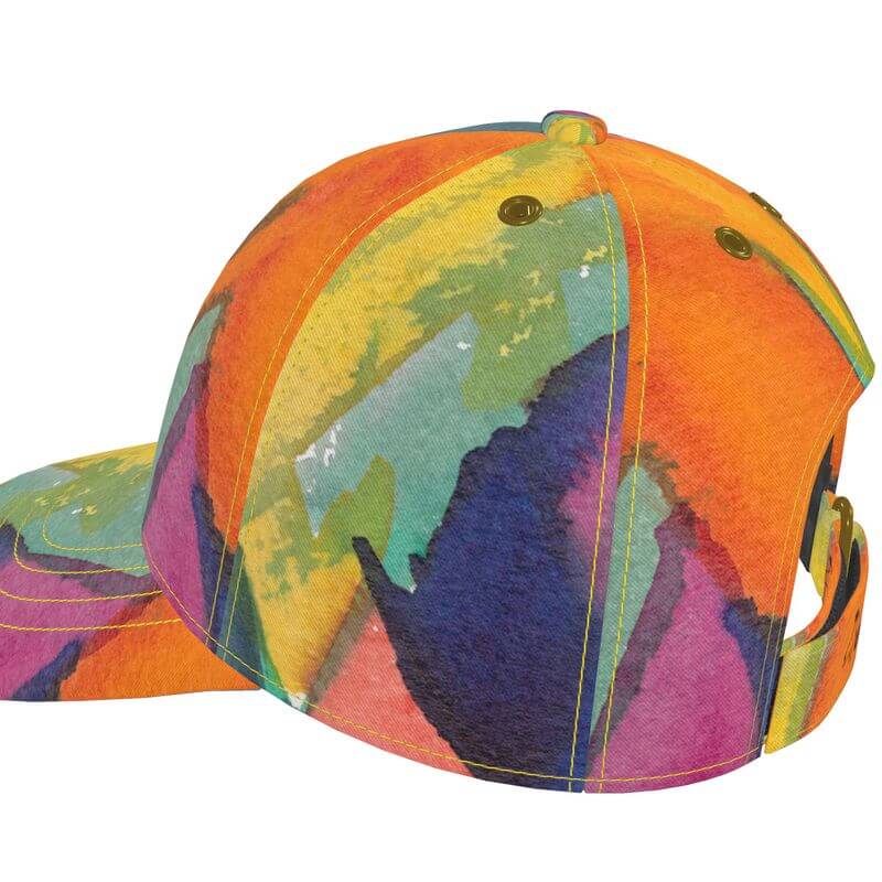 Colorful designer baseball cap from LUTTZ, featuring unique Mediterranean fabric design inspired by the south of France.