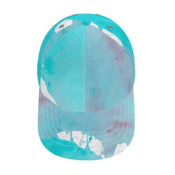 Unique luxury baseball cap with Mediterranean fabric design, inspired by abstract art and the south of France.
