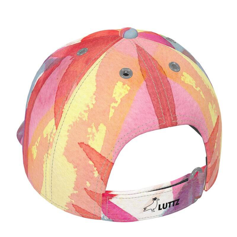 Unique LUTTZ baseball cap featuring Mediterranean fabric design, inspired by the south of France, vibrant colors, and exclusive craftsmanship.
