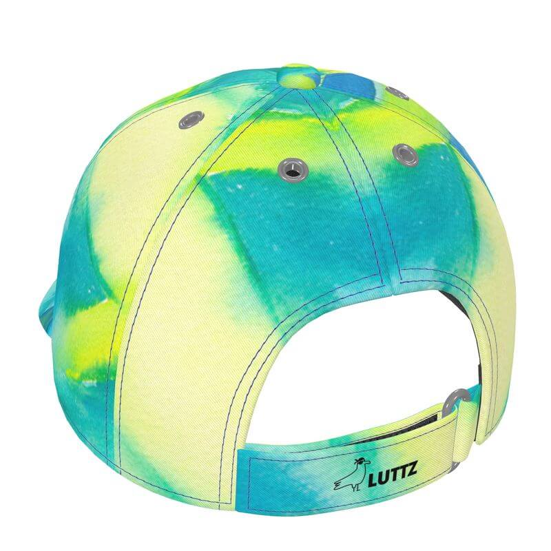 Luxury baseball cap with a vibrant Mediterranean fabric design, handcrafted, original, inspired by the south of France.