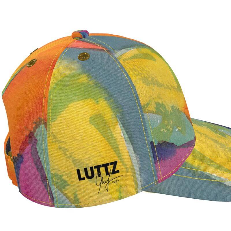Luxury baseball cap by LUTTZ featuring unique Mediterranean fabric design, inspired by the south of France.