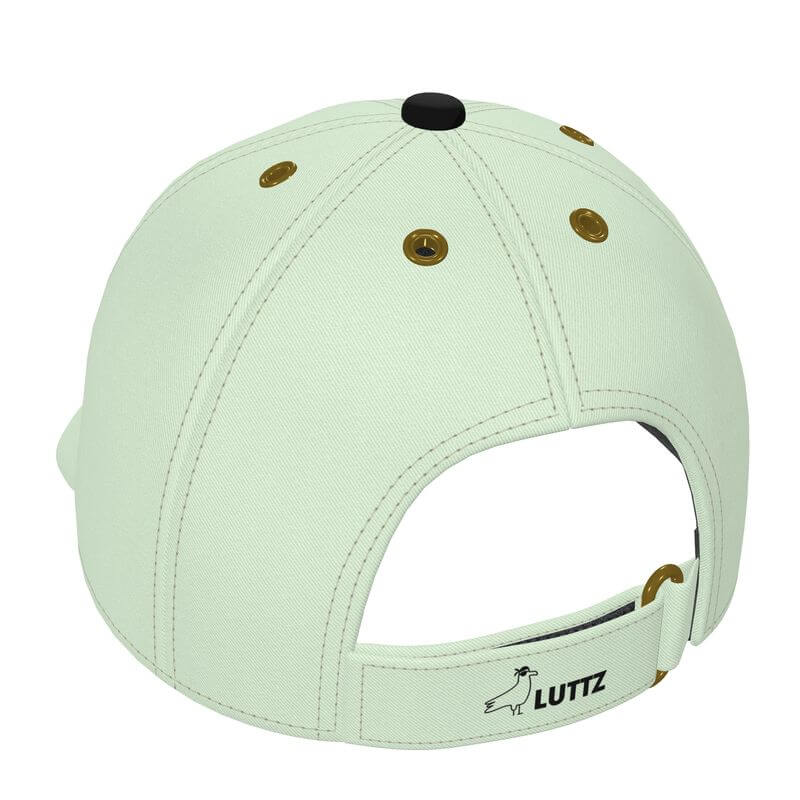 Luxury unique OLIVE baseball cap by LUTTZ, a hand-designed art object with abstract painting inspiration.
