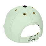 Luxury unique OLIVE baseball cap by LUTTZ, a hand-designed art object with abstract painting inspiration.