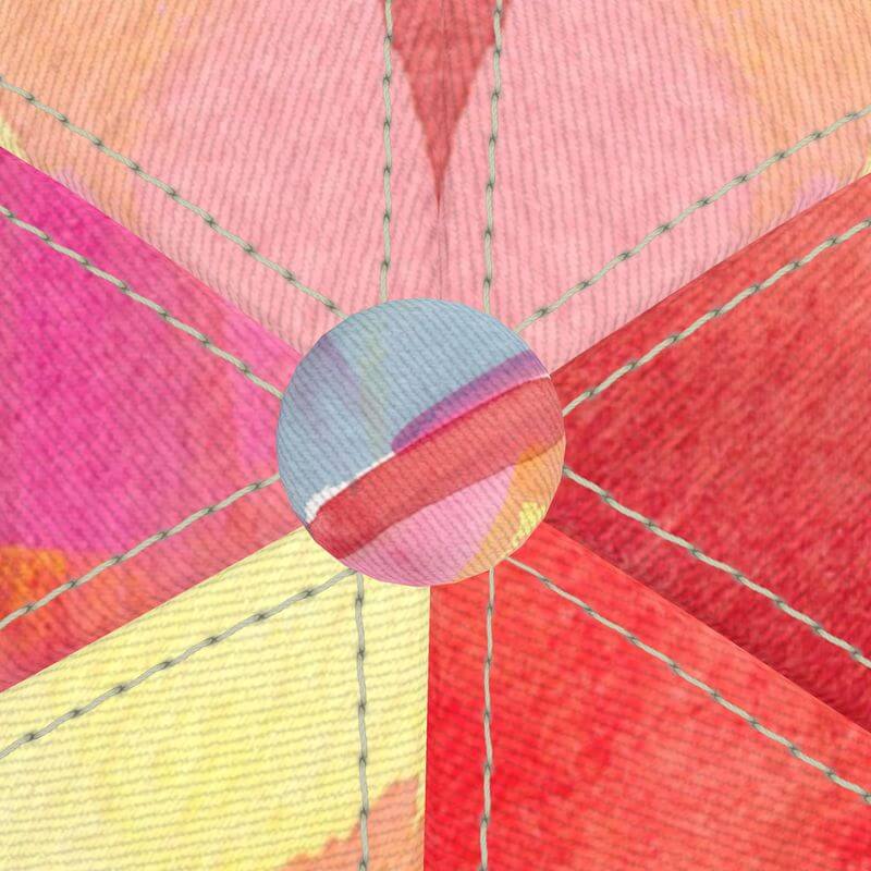 Unique handmade baseball cap design featuring vibrant Mediterranean fabric, like an abstract painting.