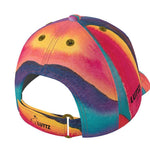 Vibrant luxury baseball cap by LUTTZ, featuring a unique Mediterranean fabric design like an abstract painting.
